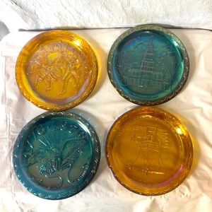 USA bicentennial plates 1976 Indian glass Co